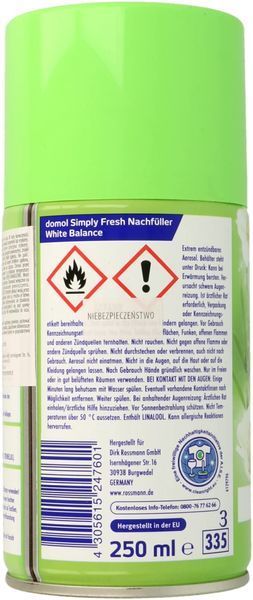 DOMOL Simply Fresh Змінний блок для автоматичного освіжувача повітря, White Balance 250 мл 3076648649 фото