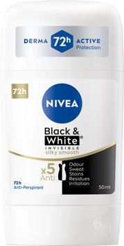 NIVEA Black & White Invisible Антиперспірант-стік, 72 години, Silky Smooth 50 мл 2857017737 фото